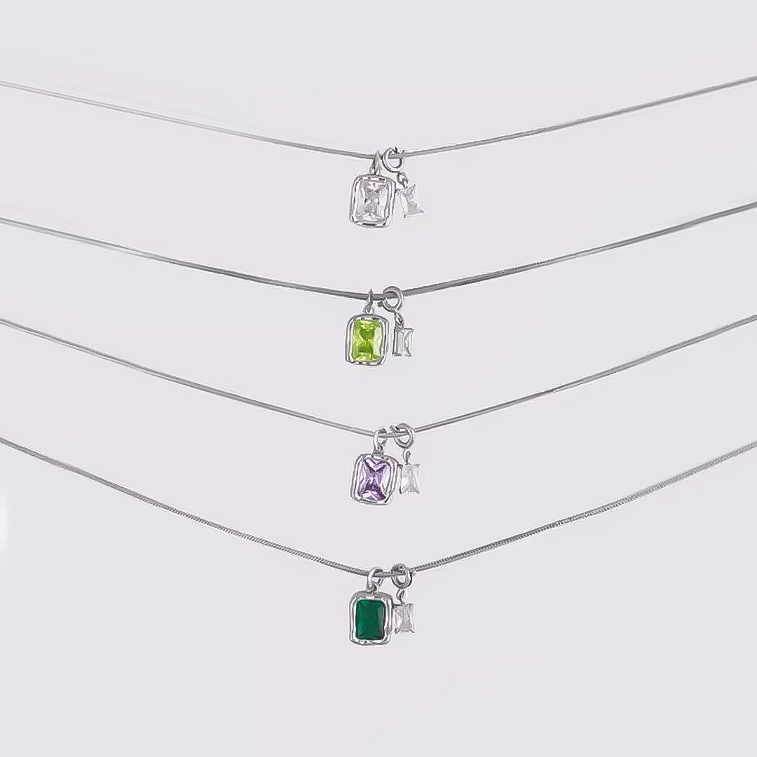 Mother And Daughter Forever Linked Together Custom Birthstones Layer Necklace