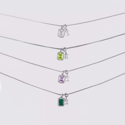 Mother And Daughter Forever Linked Together Custom Birthstones Layer Necklace