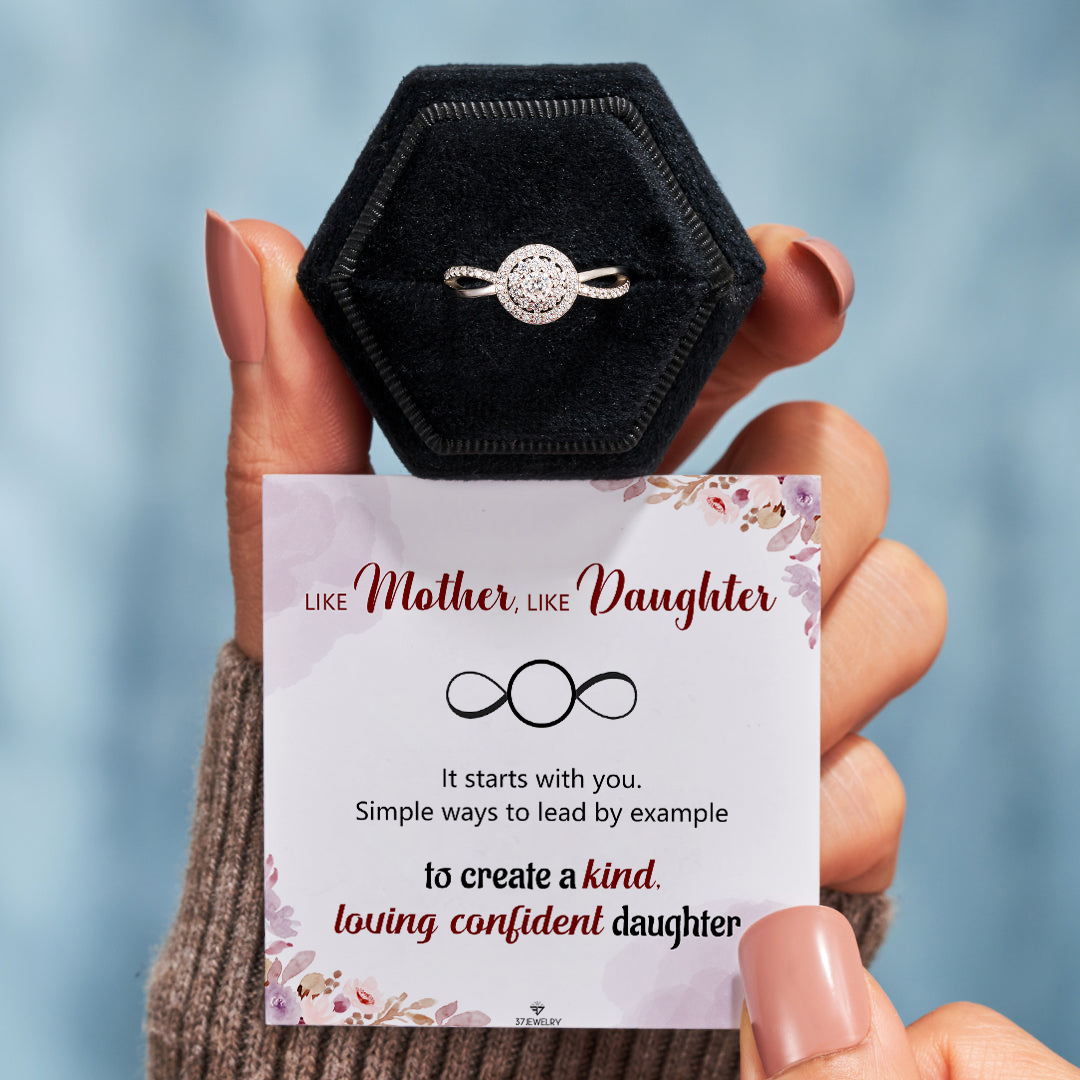 S925 Matching Mother Daughter Round Diamond Infinity Ring