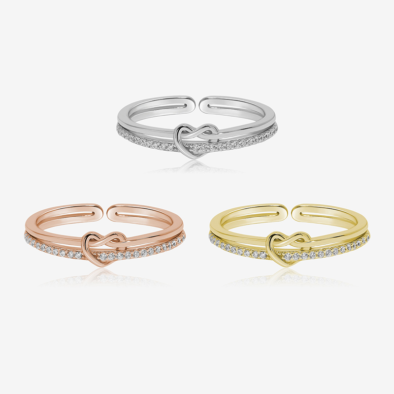 S925 Mother & Daughter Love Diamond Knot Ring