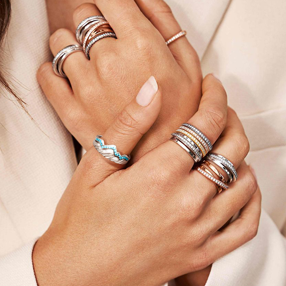 S925 Keep Climbing Birthstone Peak Stacking Ring