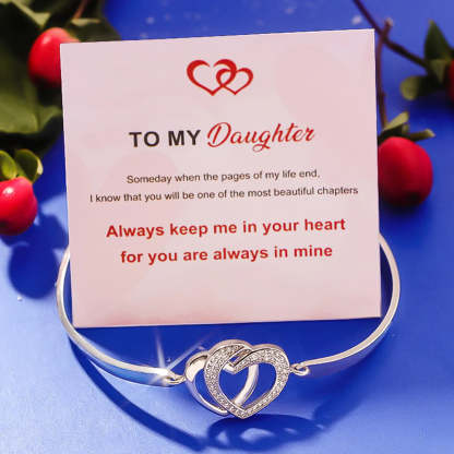 For Daughter - Always Keep Me In Your Heart For You Are Always In Mine Double Heart Bracelet-37bracelet