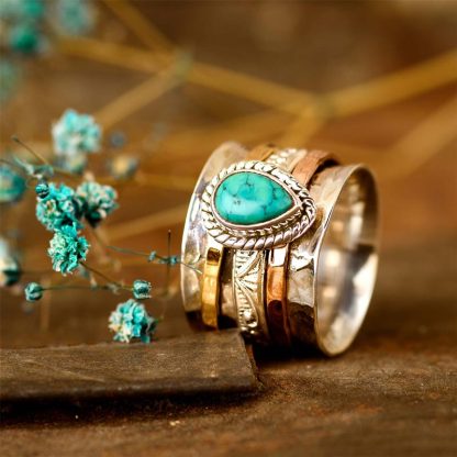S925 Tranquil Oasis-The Serenity Turquoise Large Circle Ring