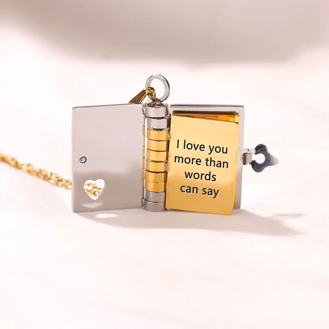 For Love - Our Love Story Is My Favorite Tale Book Necklace