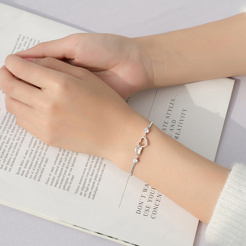 S925 The Love Between Aunt and Niece is Forever Double Heart Bracelet