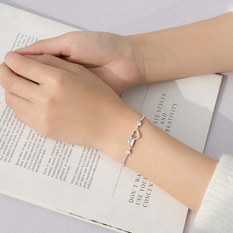 S925 The Love Between Aunt and Niece is Forever Double Heart Bracelet