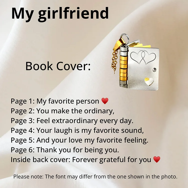 For Love - My Girlfriend Book Necklace