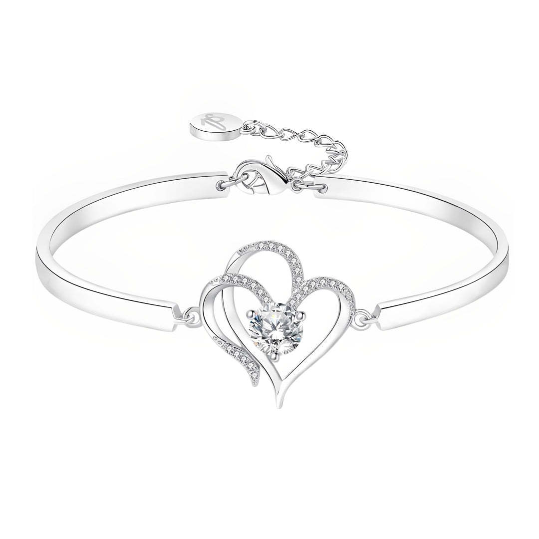 For Granddaughter - S925 Never Forget How Much I Love You Heart Sterling Silver Crystal Bracelet