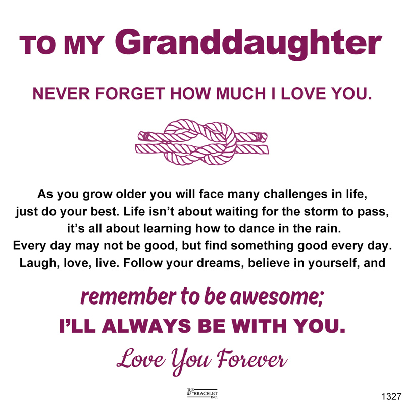 For Granddaughter -  I’ll Always Be With You Love You Forever Heart Protection Rose Quartz Bracelet