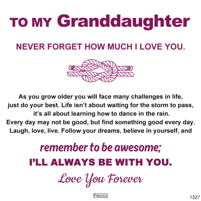 For Granddaughter -  I’ll Always Be With You Love You Forever Heart Protection Rose Quartz Bracelet