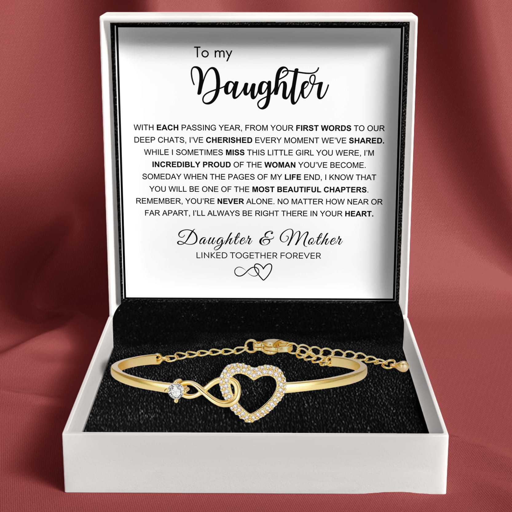 To My Daughter – Infinity Heart Bracelet – Forever Linked Together