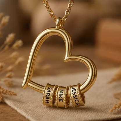 "The Heart of Our Family" - Customized Heart Necklace  N-152