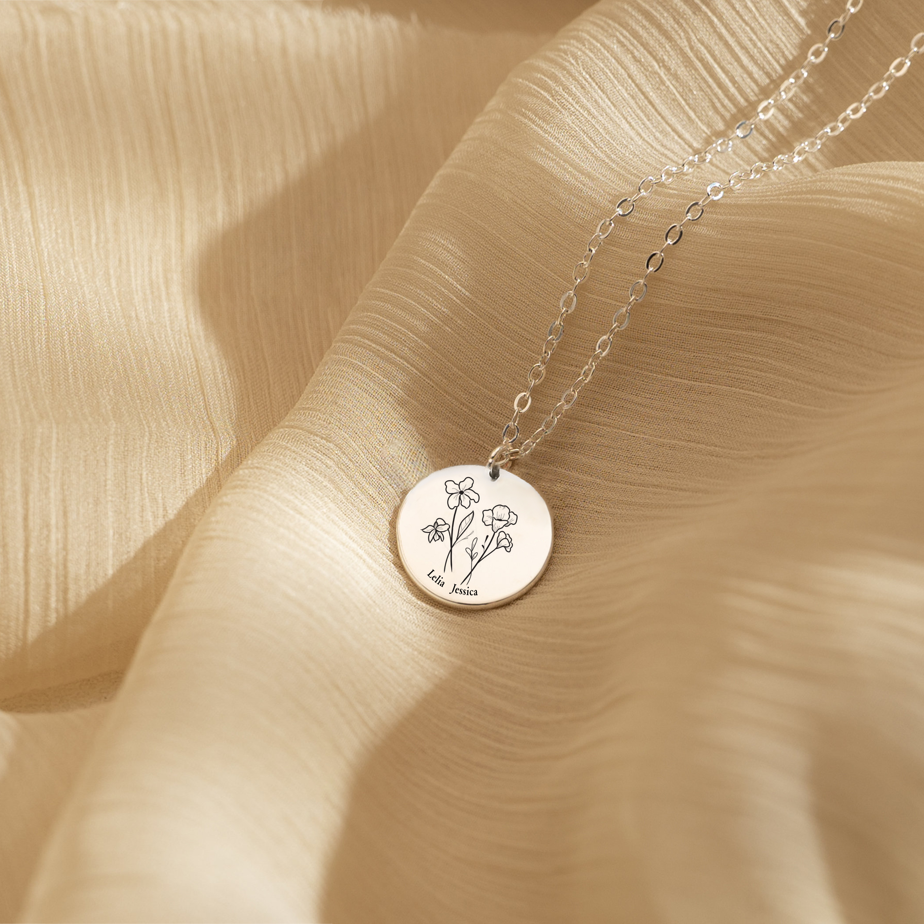 For Mother - Name Birth Flower Custom Necklace