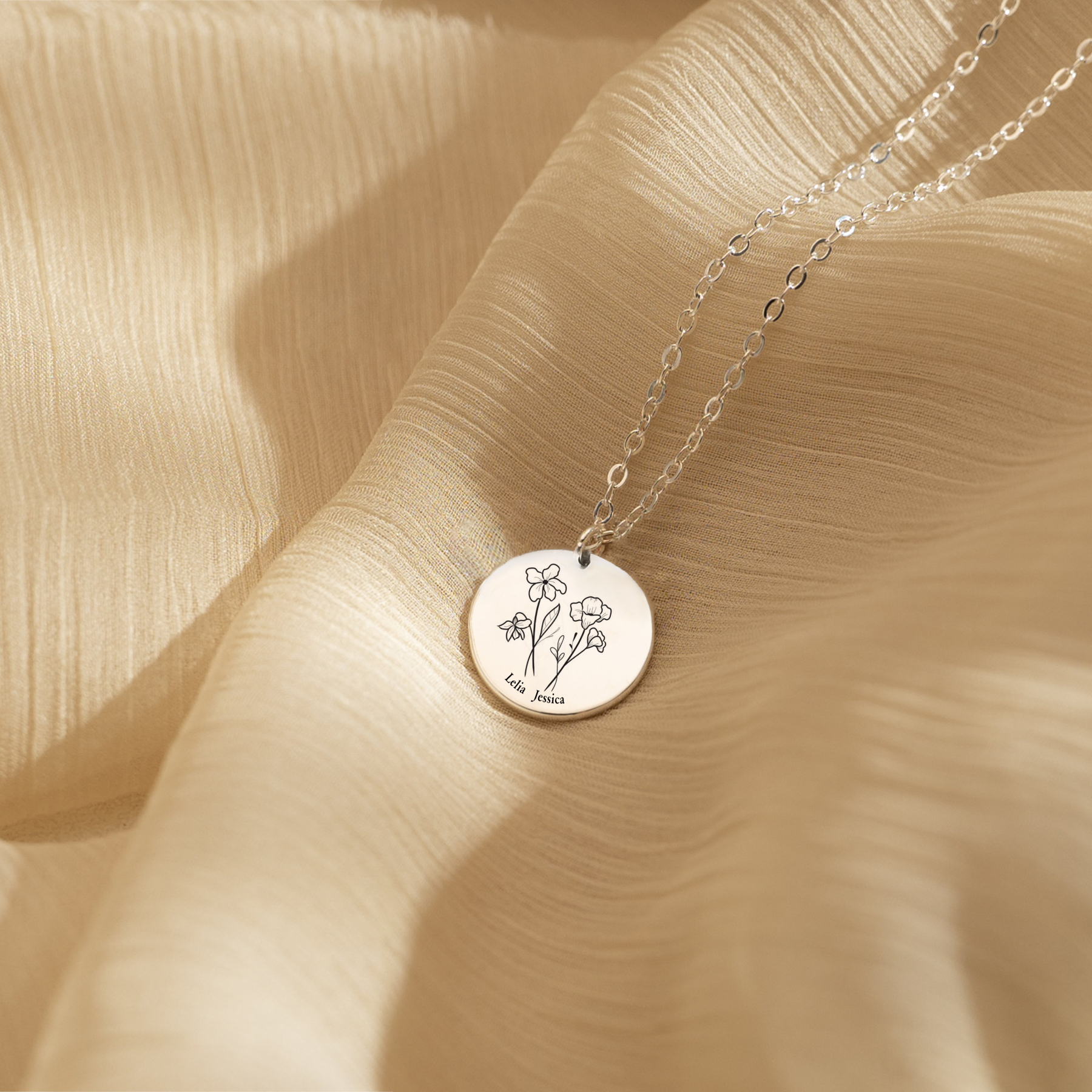 For Mother - Name Birth Flower Custom Necklace