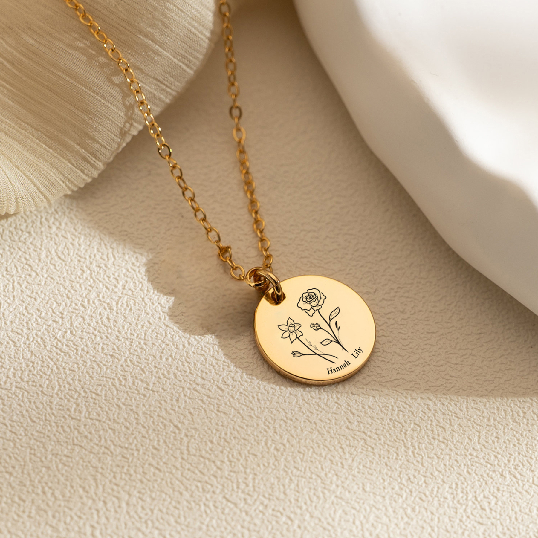 For Mother - Name Birth Flower Custom Necklace