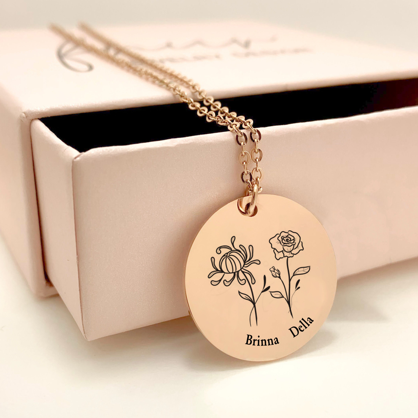 For Mother - Name Birth Flower Custom Necklace