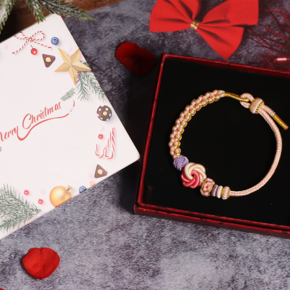 For Granddaughter - A LINK THAT CAN NEVER BE UNDONE Peach Blossom Knot Bracelet