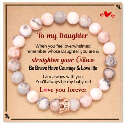 For Daughter - Love You Forever Crown Beaded Bracelet