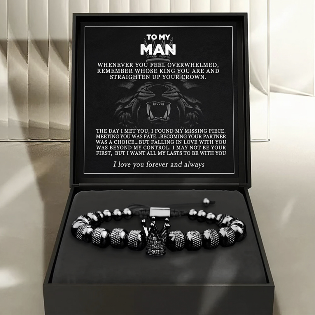 For Husband - I Love You, Forever And Always Crown Bracelet