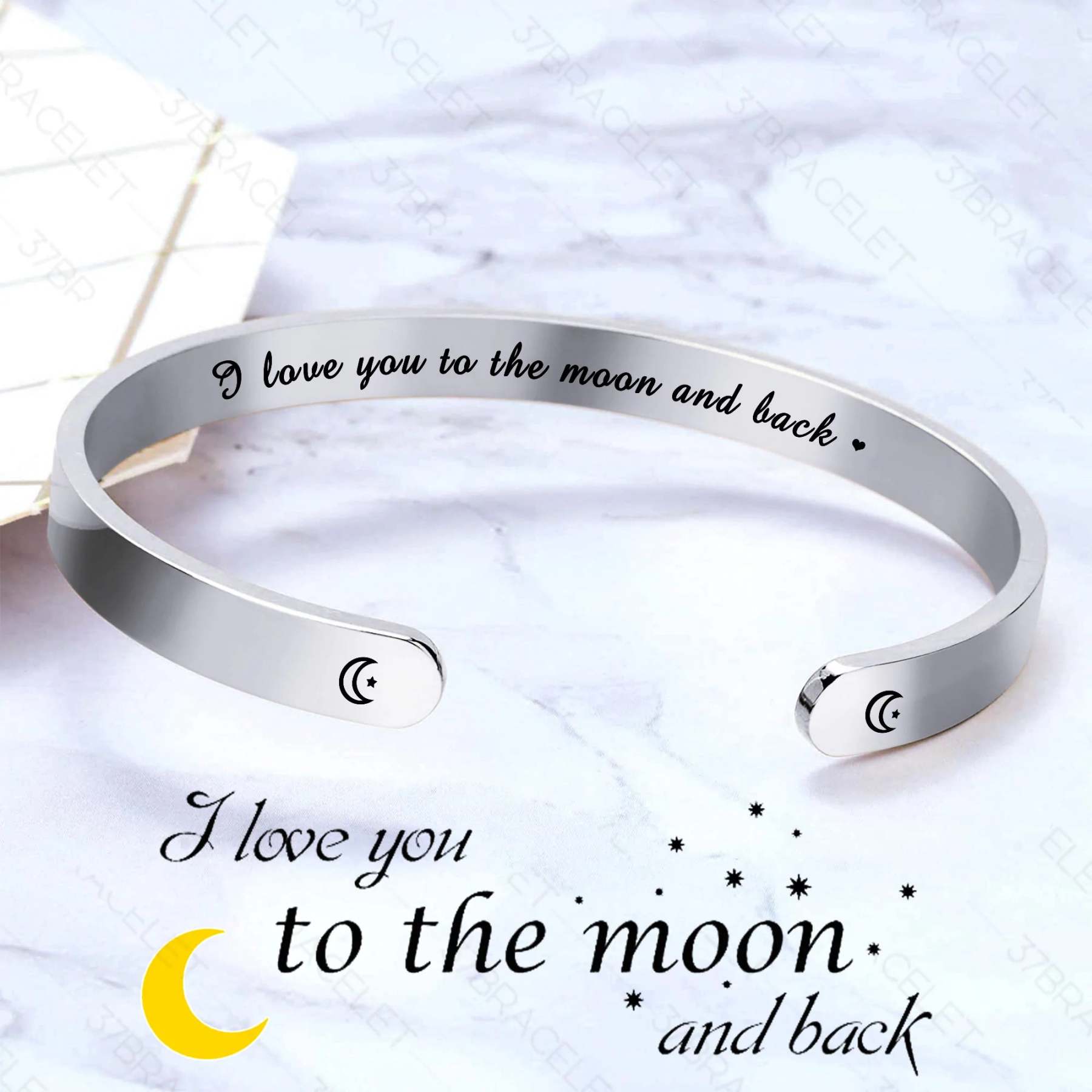 I Love You To The Moon And Back Cuff Bracelet