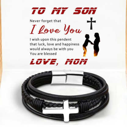 For Son - I Wish Upon This pendent, That Luck, Love And Happiness Would Always Be With You Cross Bracelet