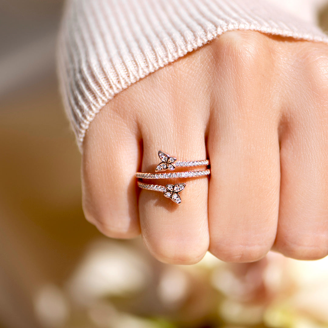 For Daughter - S925 Keep Going Butterfly Diamond Ring