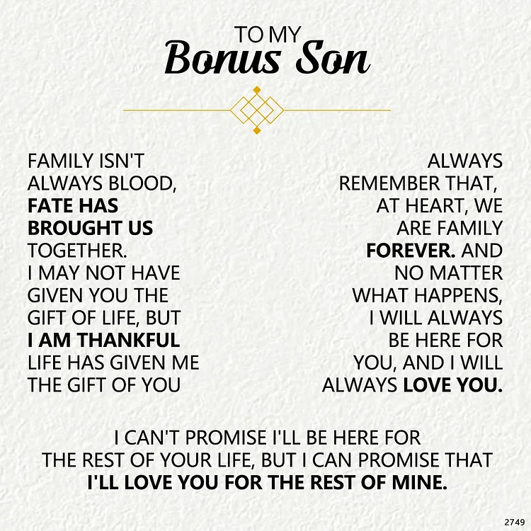 For Bonus Son - We're Family Forever Cross Pendant Necklace