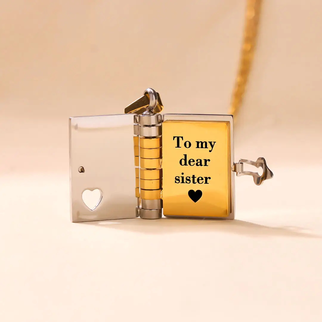 For Sisters- I Love You Sister Book Necklace