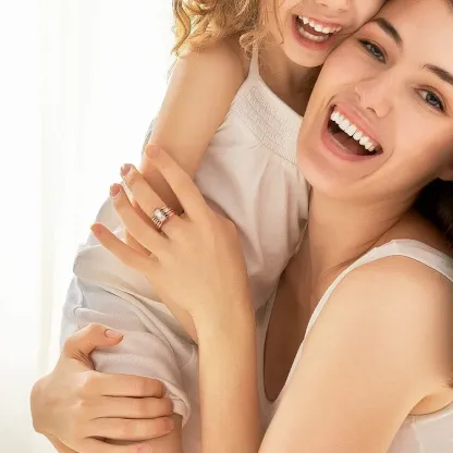 🎁Gift For Mother/Grandmother - Personalized 2-5 Names Heart Stacked Ring