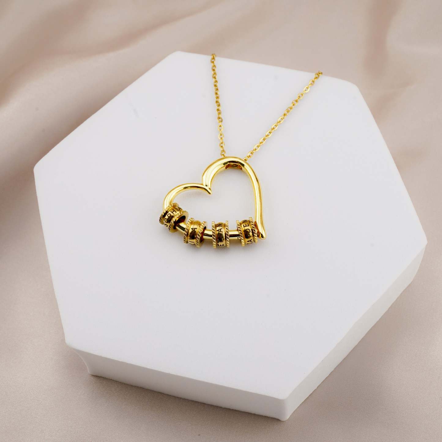 "The Heart of Our Family" - Customized Heart Necklace  N-152
