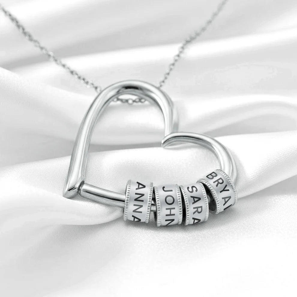 "The Heart of Our Family" - Customized Heart Necklace  N-152