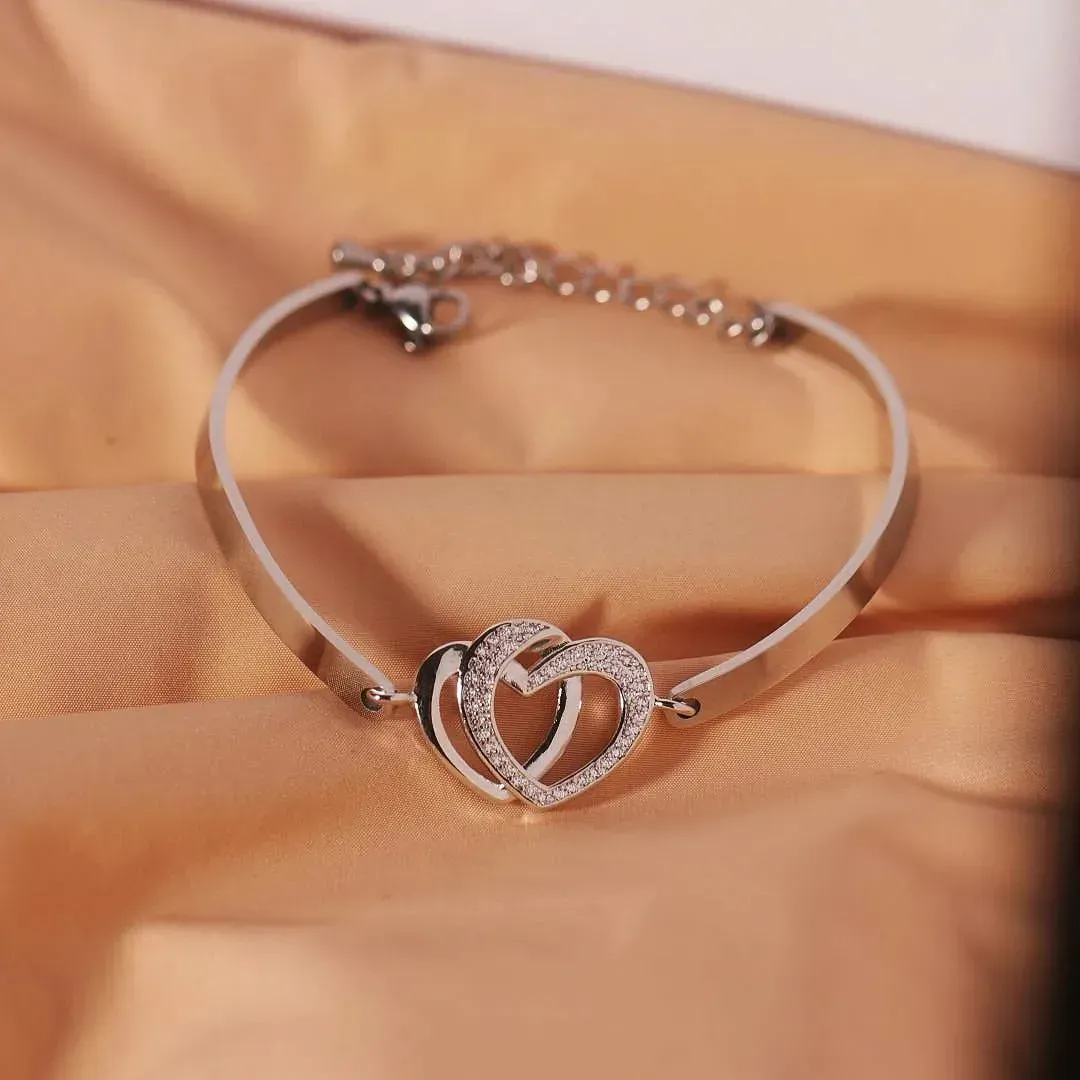 Mother & Daughter Forever Linked Together Heart to Heart Bracelet
