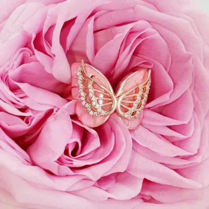 For Memorial - Those We Love Fly with Us Diamond Double Butterfly Ring