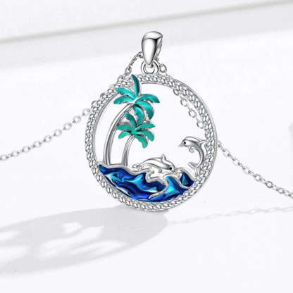 S925 Thalassophile Circle Palm Tree Necklace