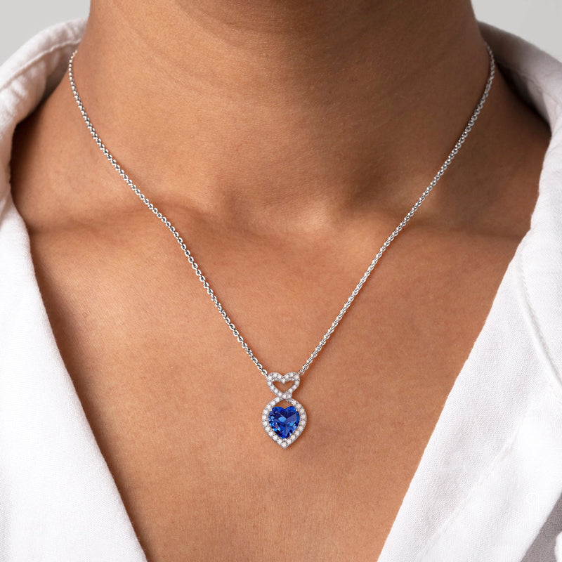 For Daughter-in-law - S925 You are also My Daughter-in-heart Blue Heart Crystal Necklace