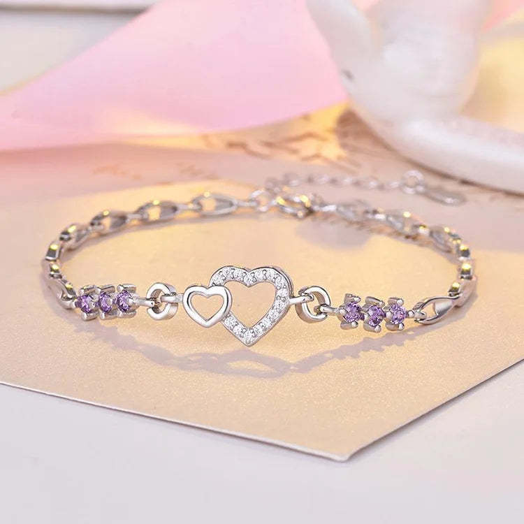 S925 Mother & Daughter Big Heart and Little Heart Bracelet