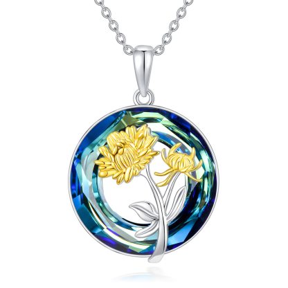 S925 You Belong Somewhere You Feel Free Crystal Birth Month Flower Necklace