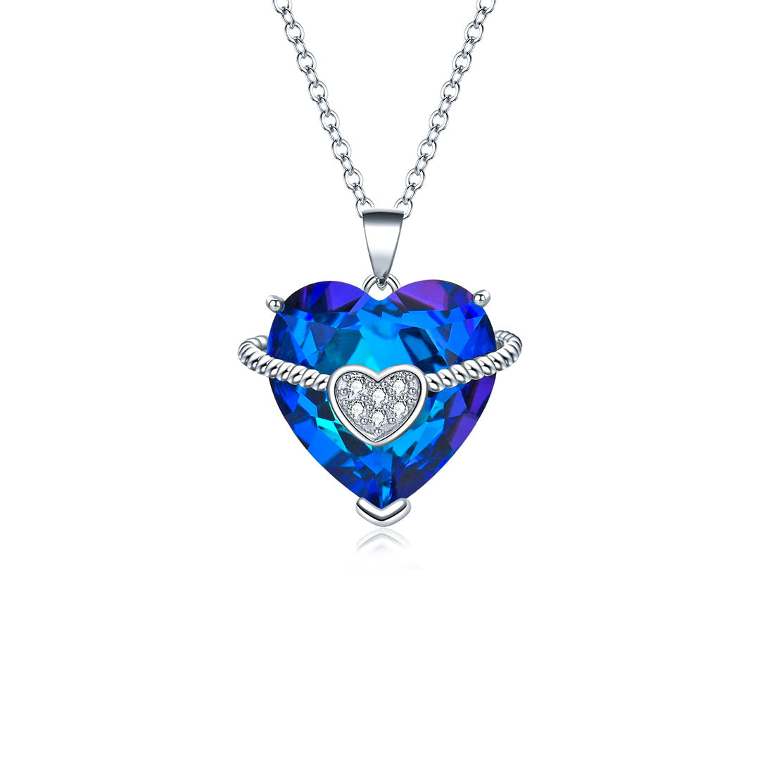 For Handpicked Daughter - S925 You Didn't Grow under My Heart but in Blue Crystal Heart Necklace