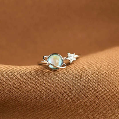 S925 Give This Star A Spin to Shine Through Your Worries Spinning Blue Planet Ring
