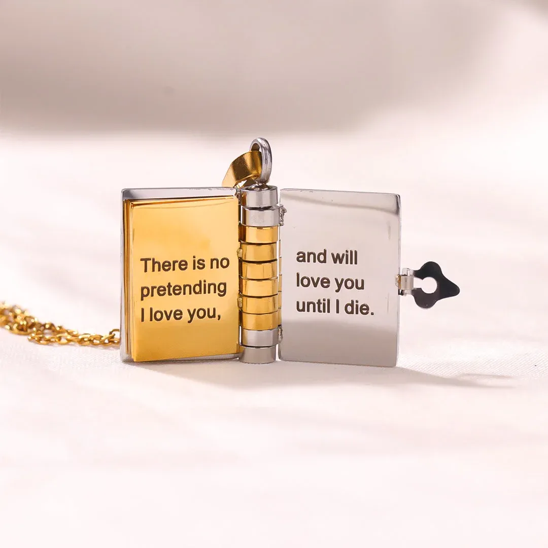 For Love - Love You Until I Die Book Necklace