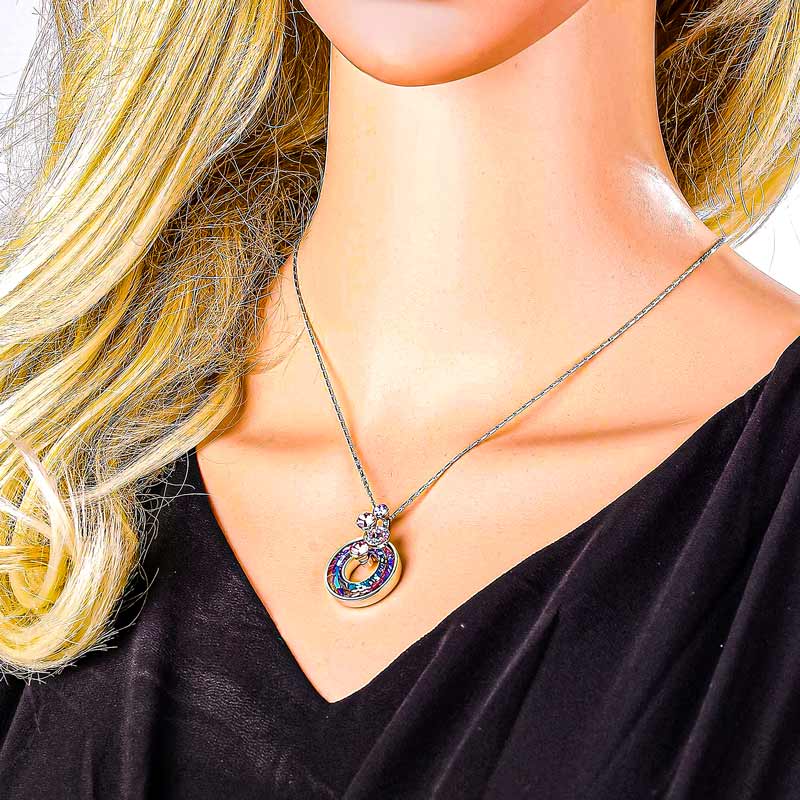 For Granddaughter - S925 Your Life is a Canvas Crystal Bubble Round Necklace