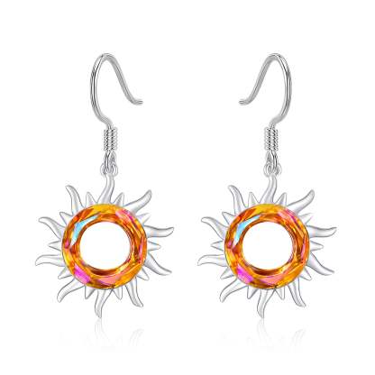 S925 Crystal Sun Earrings