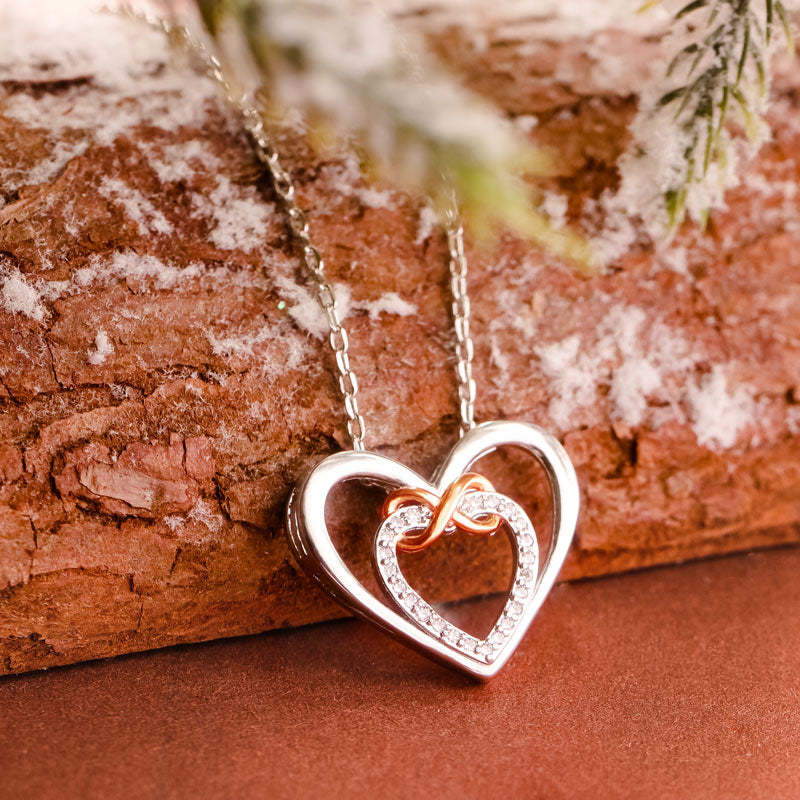 For Daughter - S925 Mother & Daughter Forever Linked Together Two Hearts Infinity Necklace