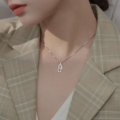 S925 Mother And Daughter Forever As One Forever Linked Necklace Silver