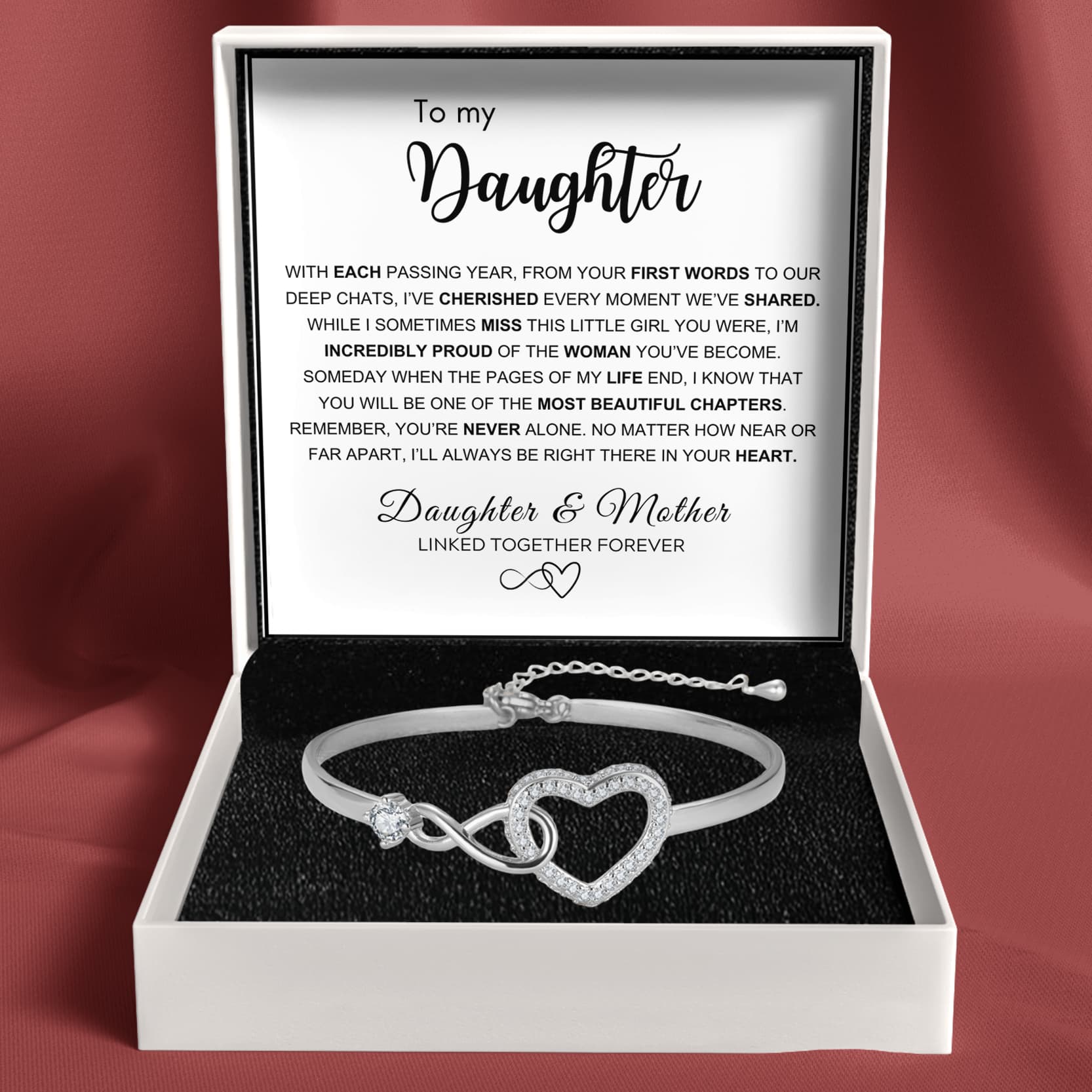 To My Daughter – Infinity Heart Bracelet – Forever Linked Together