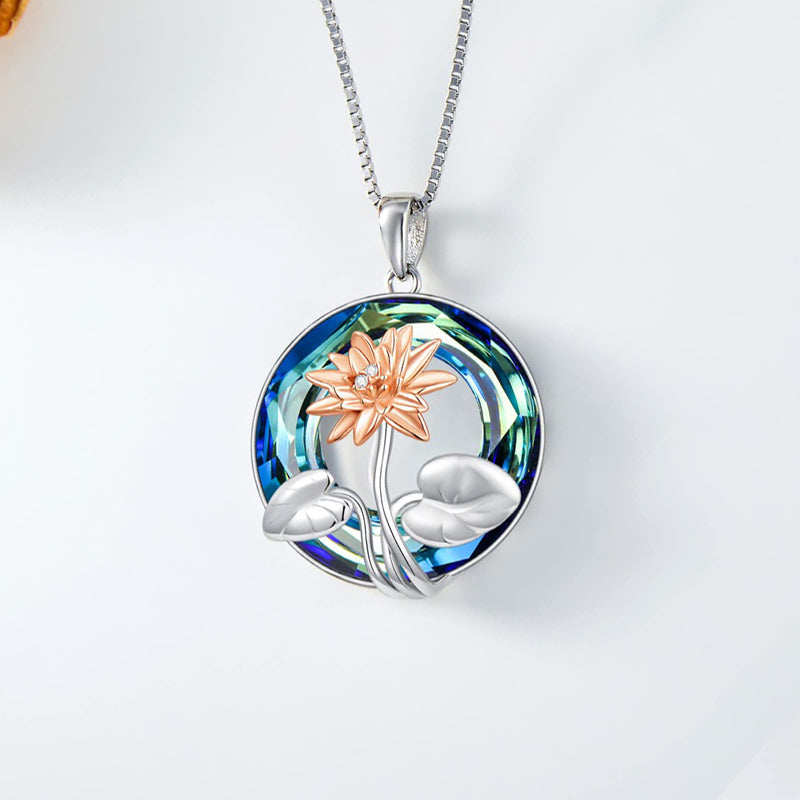 S925 You Belong Somewhere You Feel Free Crystal Birth Month Flower Necklace