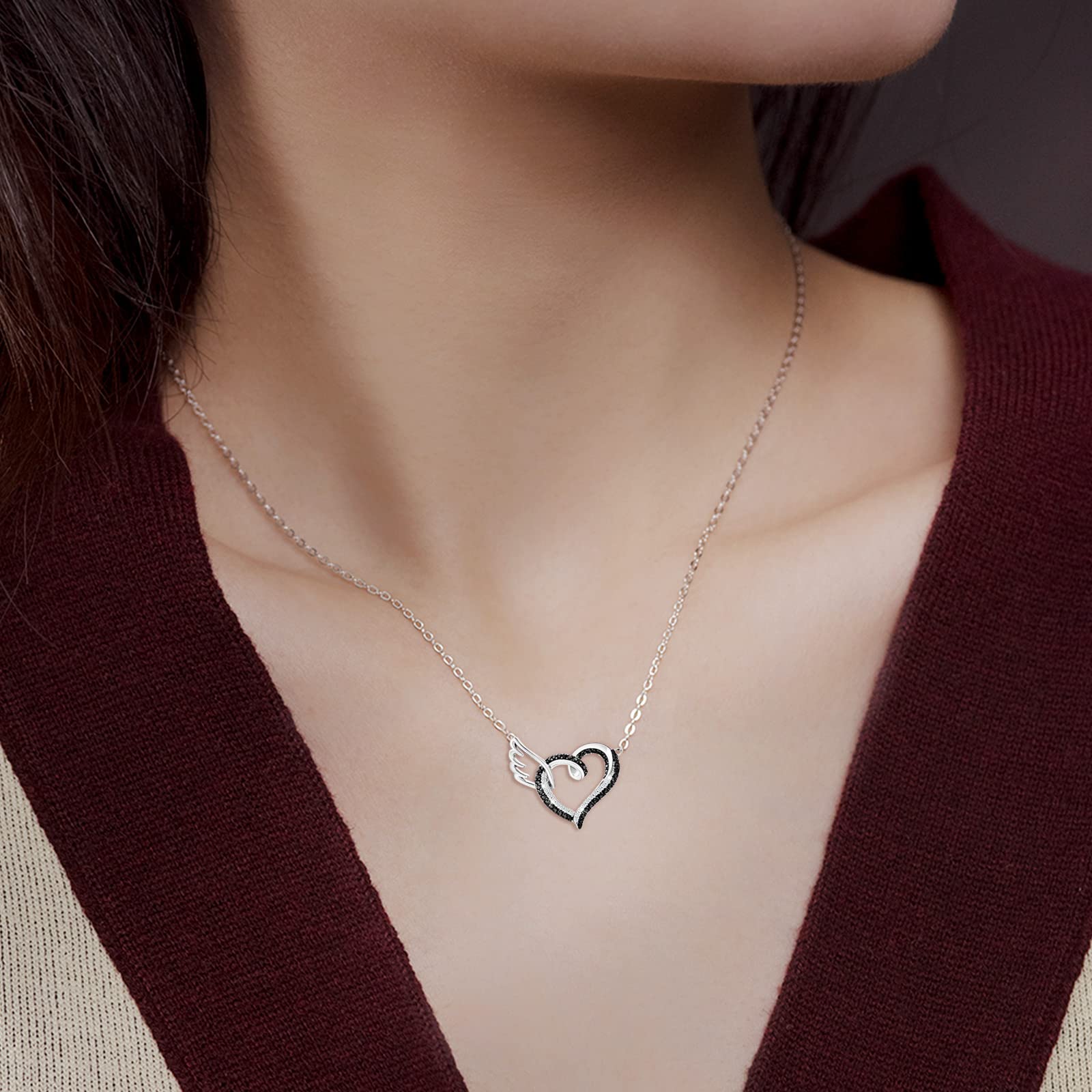 For Memorial - S925 I Will Love You for Every Second of Mine Black Diamond Necklace