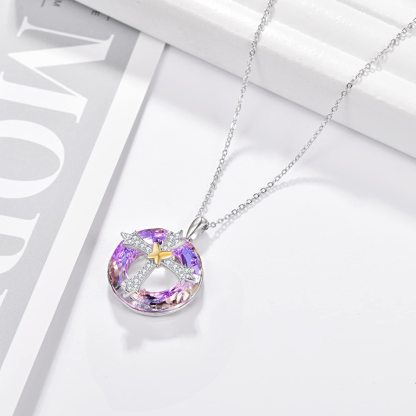For Friend - S925 Sisters in Christ are Sisters for Life Crystal Love Cross Necklace