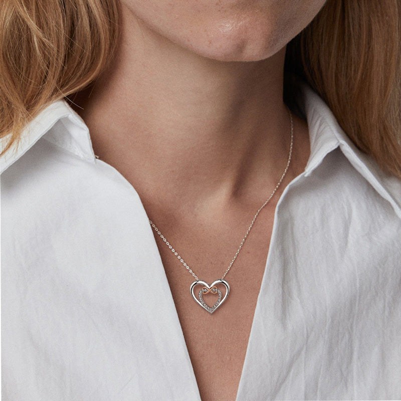For Granddaughter - S925 Grandmother and Granddaughter Forever Linked Together Two hearts Infinity Necklace