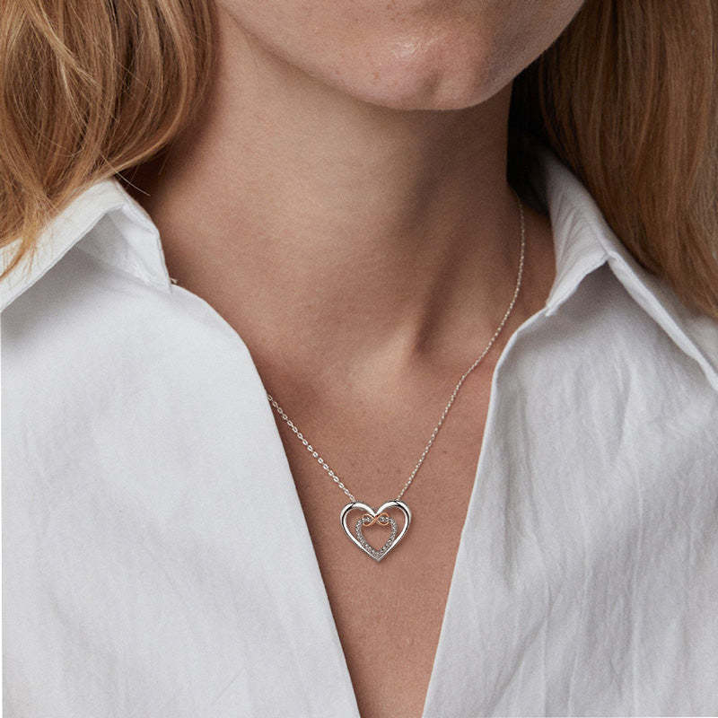 For Granddaughter - S925 Grandmother and Granddaughter Forever Linked Together Two hearts Infinity Necklace
